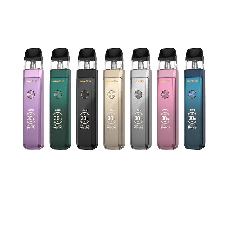 Vaporesso XROS Pro 2 Pod Kit in multiple colors: purple, green, black, gold, silver, pink, and blue.