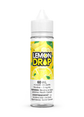 60mL Lemon Drop Banana e-liquid bottle with yellow label featuring sliced bananas and citrus, white cap.