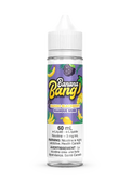 Banana Bang Mango Blackberry 60mL e-liquid bottle with purple label, featuring mangoes and blackberries.