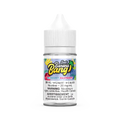 Banana Bang Salt Blueberry Raspberry 30mL e-liquid bottle with white cap and colorful fruit label.