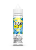 Berry Drop Banana 60mL e-liquid bottle with yellow banana and blue raspberry label design.