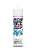 Berry Drop Ice Grape 60mL e-liquid bottle with purple and blue berry graphics, white cap.