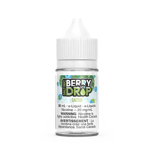 Berry Drop Ice Salt Cactus 30mL e-liquid bottle with white cap and green/blue label.