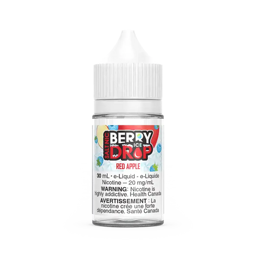 Berry Drop Ice Salt Red Apple 30mL e-liquid bottle with white cap and red apple graphic.