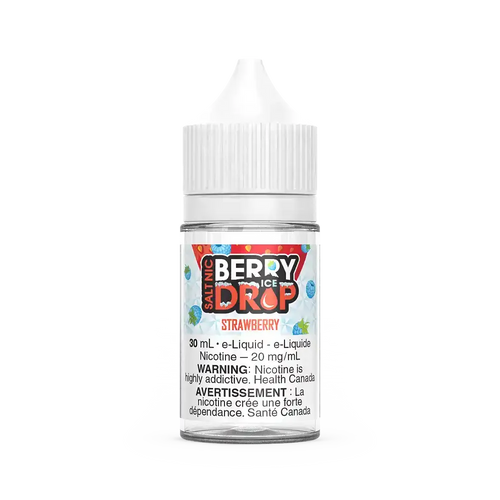 Berry Drop Ice Salt Strawberry 30mL e-liquid bottle with white cap and label featuring berries.