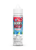 Berry Drop Pomegranate 60mL e-liquid bottle with a white cap, featuring blue raspberries and a pomegranate slice.