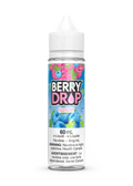 Berry Drop Raspberry 60mL e-liquid bottle with vibrant pink and blue berry label.