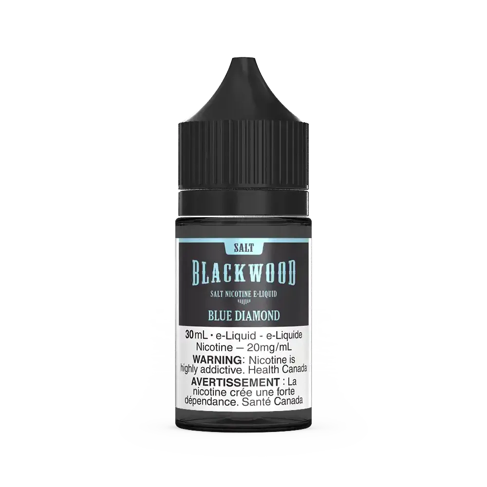 Blackwood Salt Blue Diamond 30mL e-liquid bottle with black cap and white label.