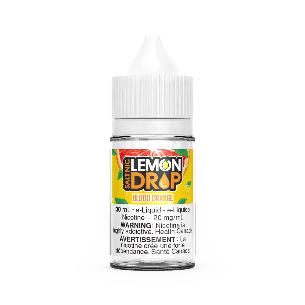 Lemon Drop Salt Blood Orange 30mL e-liquid bottle with white cap and vibrant orange label.