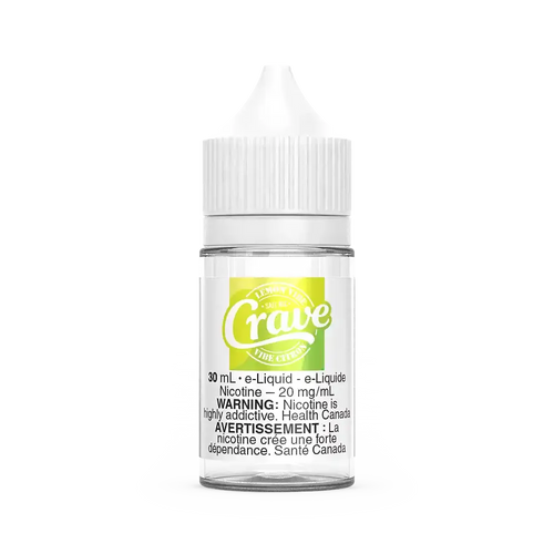 30mL Crave Salt Lemon Vibe e-liquid bottle with a white cap and a bright yellow label.