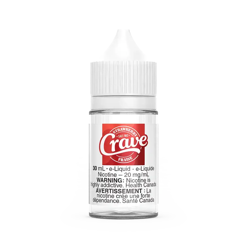 Crave Salt Strawberry (Funnels) 30mL e-liquid bottle with red and white label.