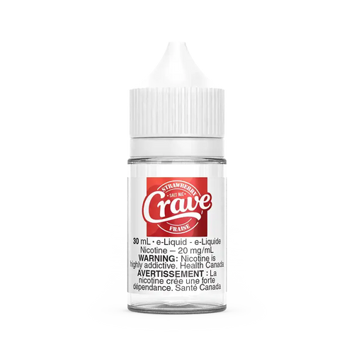 Crave Salt Strawberry (Funnels) 30mL e-liquid bottle with red and white label.
