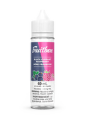 Fruitbae Blackcurrant Raspberry 60mL e-liquid bottle with pink and blue label, fruit graphics.