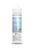 Fruitbae Blueberry Kiwi 60mL e-liquid bottle with white cap, blue and green label, and fruit illustrations.