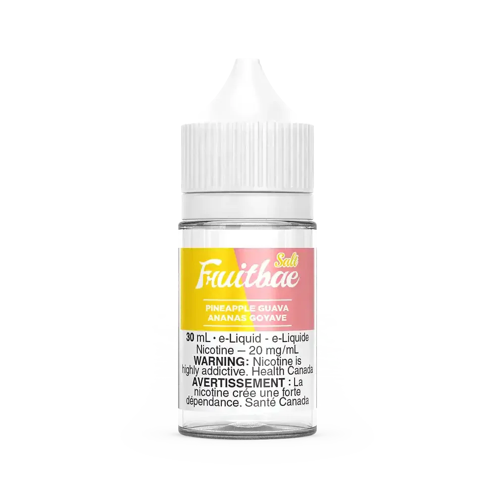 Fruitbae Salt Pineapple Guava 30mL e-liquid bottle with white cap and pink/yellow label.