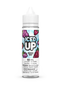 Iced Up Grape Ice 60mL e-liquid bottle with purple grapes and icy blue lettering on a white label.