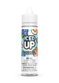 Iced Up Peach Berry Ice 60mL e-liquid bottle with fruit graphics and white cap.