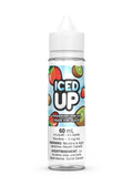 Iced Up Strawberry Kiwi Ice 60mL e-liquid bottle with fruit graphics and white cap.