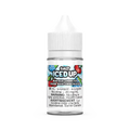 Iced Up Salt Blue Razz Cherry Ice 30mL e-liquid bottle with white cap and colorful fruit label.