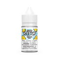 Iced Up Salt Mango Ice 30mL e-liquid bottle with white cap, featuring mango and ice cube graphics.