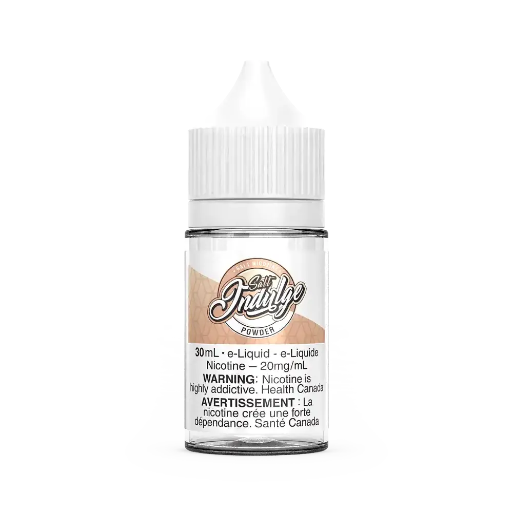 30ml Indulge Salt Powder e-liquid bottle with white cap and label featuring a donut graphic.
