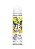 Juiced Up Mango Pineapple 60mL e-liquid bottle with a yellow label featuring mango and pineapple graphics.