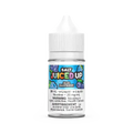 Juiced Up Salt Blue Raspberry 30mL e-liquid bottle with a white cap and blue raspberry graphic.