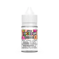Juiced Up Salt Peach Raspberry 30mL e-liquid bottle with white cap and clear label.