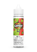 Kapow Strappy 60mL e-liquid bottle with green apple and strawberry pop art label.