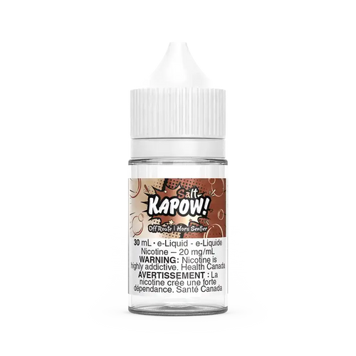 Kapow Salt Off Route 30mL e-liquid bottle with a white cap and a colorful "KAPOW!" label.