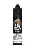 Black 60mL Koil Killaz Rampage e-liquid bottle with a vibrant logo featuring coils and flames.