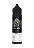 Black 60mL Koil Killaz Rumble e-liquid bottle with green and yellow scratch marks and white text.