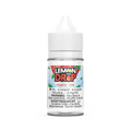 Clear 30mL Lemon Drop Ice Salt Strawberry e-liquid bottle with white cap and label.