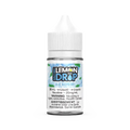Lemon Drop Ice Salt Blue Raspberry 30mL e-liquid bottle with white cap and blue floral label.