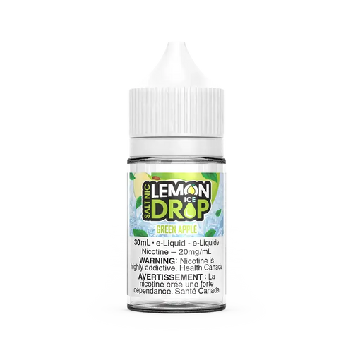 Lemon Drop Ice Salt Green Apple 30mL e-liquid bottle with white cap and clear label.