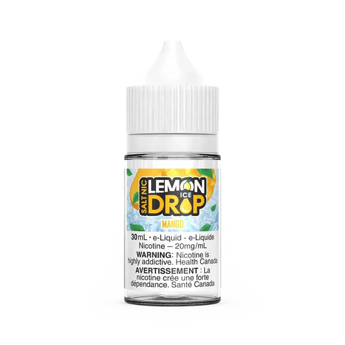Lemon Drop Ice Salt Mango 30mL e-liquid bottle with white cap and yellow label.