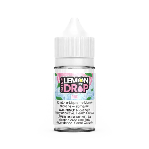 Pink by Lemon Drop Ice Salt 30mL e-liquid bottle with white cap and pink-themed label.