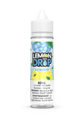 Lemon Drop Ice Blue Raspberry 60mL e-liquid bottle with blue raspberry and lemon graphics.