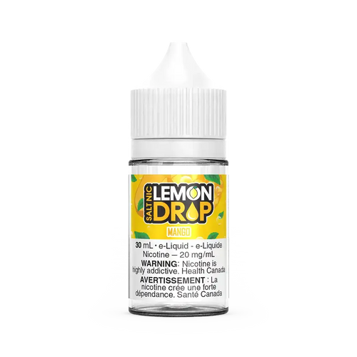 30mL Lemon Drop Salt Mango e-liquid bottle with white cap and yellow label.