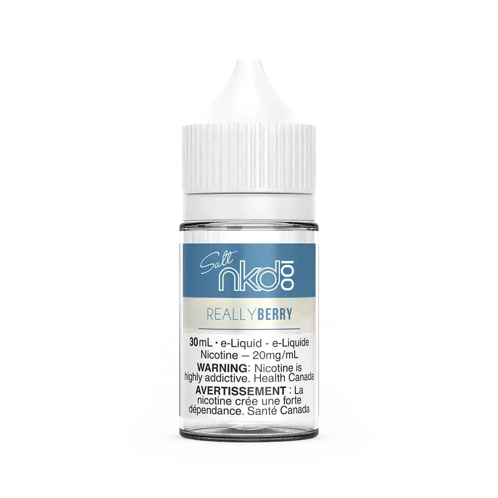 Naked 100 Salt Really Berry 30mL e-liquid bottle with white cap and blue label.