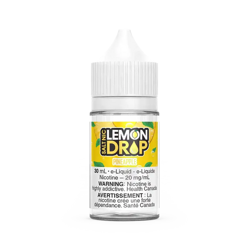 Lemon Drop Salt Nic Pineapple e-liquid in a clear 30mL bottle with a white cap and yellow label.