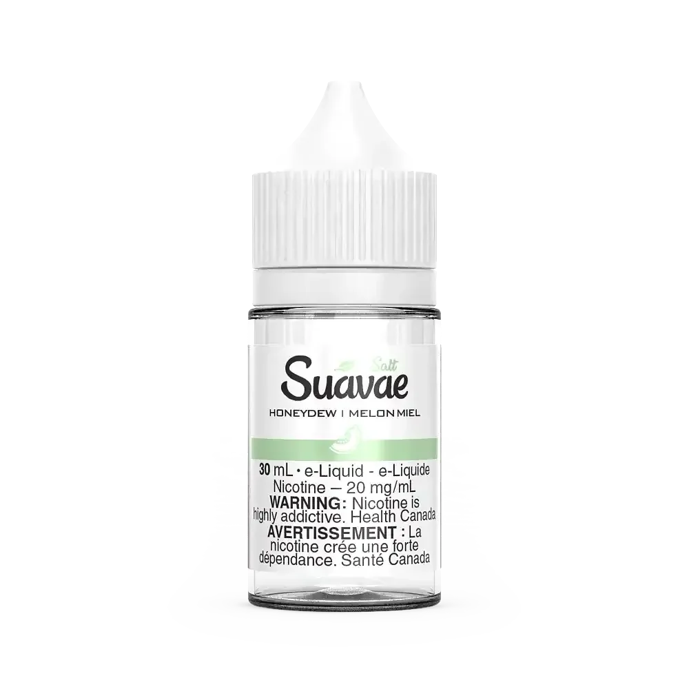 Suavae Salt Honeydew 30mL e-liquid bottle with white cap and green label.