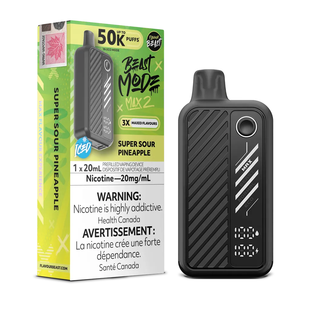 Super Sour Pineapple Iced Flavour Beast Mode Max 2 - Disposable 50K