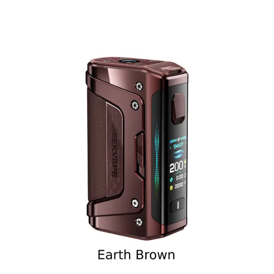 Geekvape Aegis Legend 5 200W Mod in Earth Brown, featuring a large display and durable design.