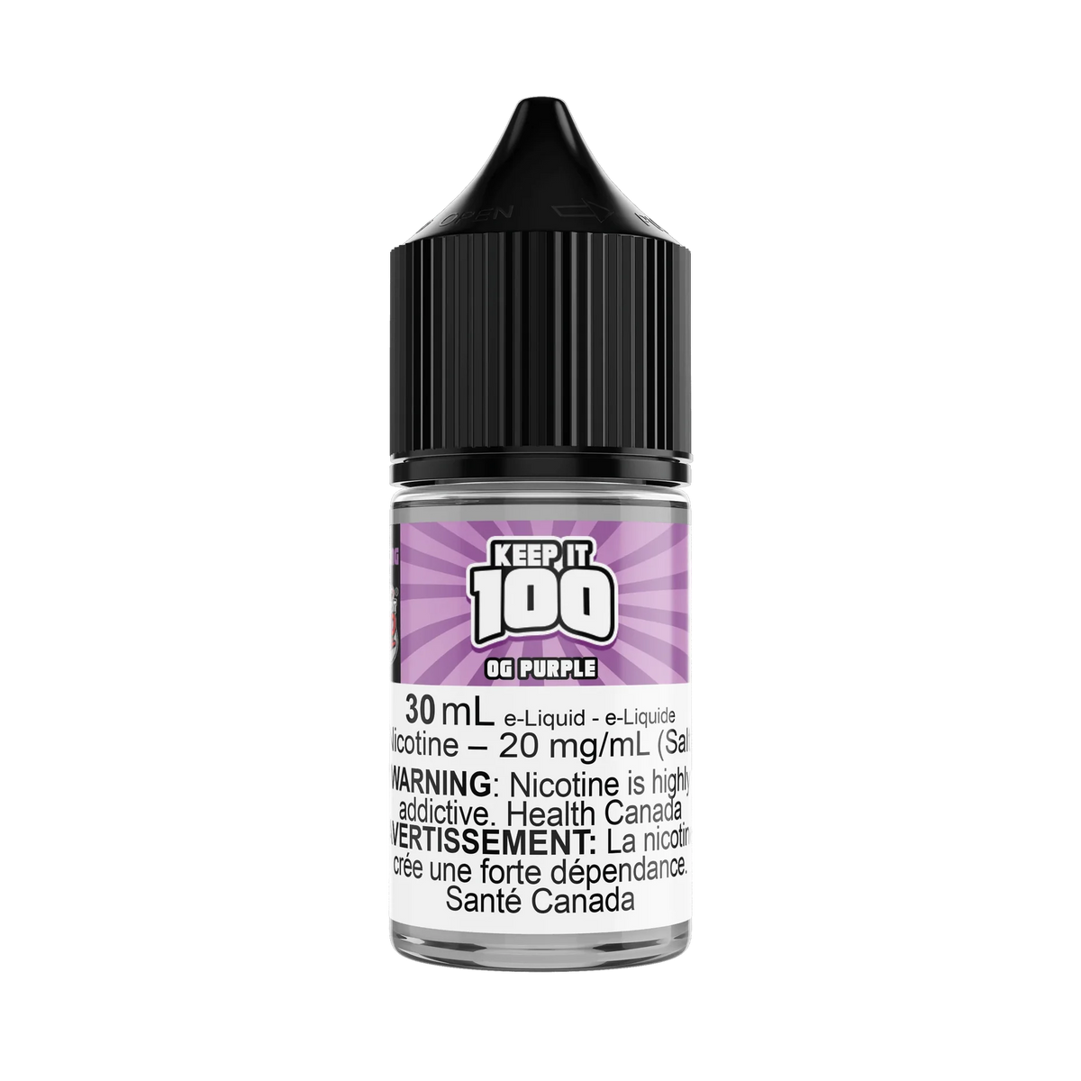 OG Purple by Keep It 100 Salt 30mL e-liquid bottle