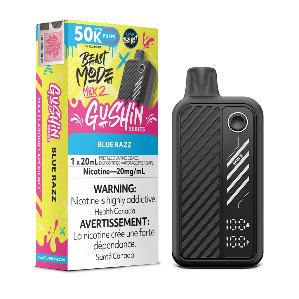 Gushin' Blue Razz Flavour Beast Mode Max 2 - Disposable 50K