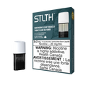 STLTH Northern Clear Tobacco pod pack with three 2mL pods, one in box, one freestanding.